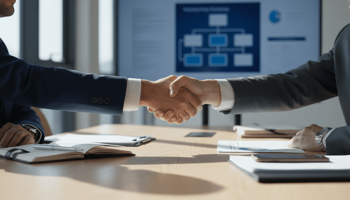 Business professionals in contact meeting