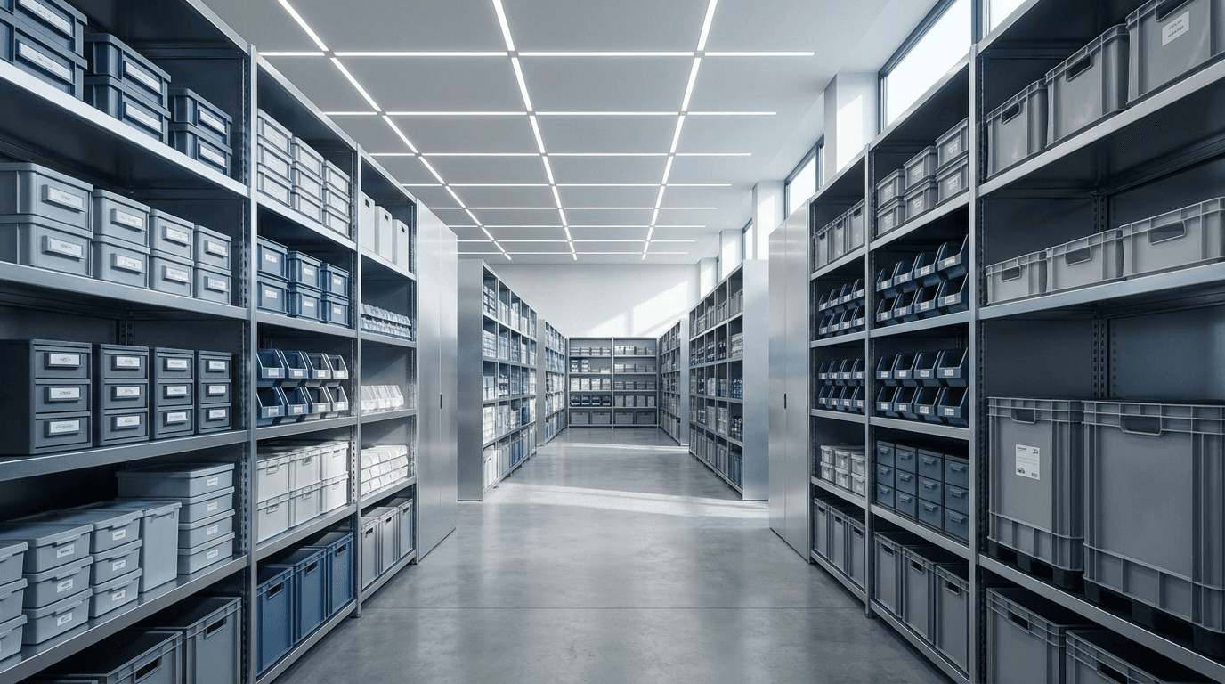 Organized supply warehouse interior