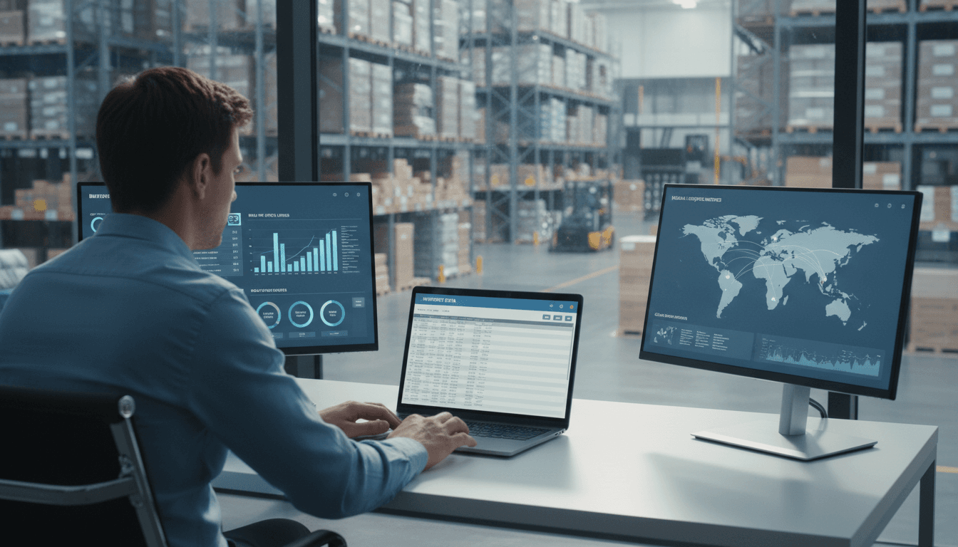 Supply chain professional managing inventory operations
